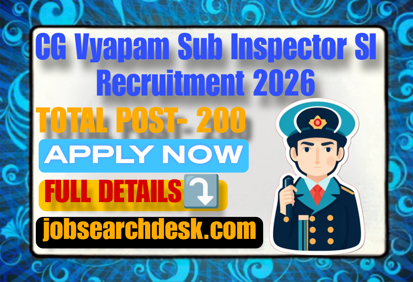 CG Vyapam Sub Inspector SI Recruitment 2026