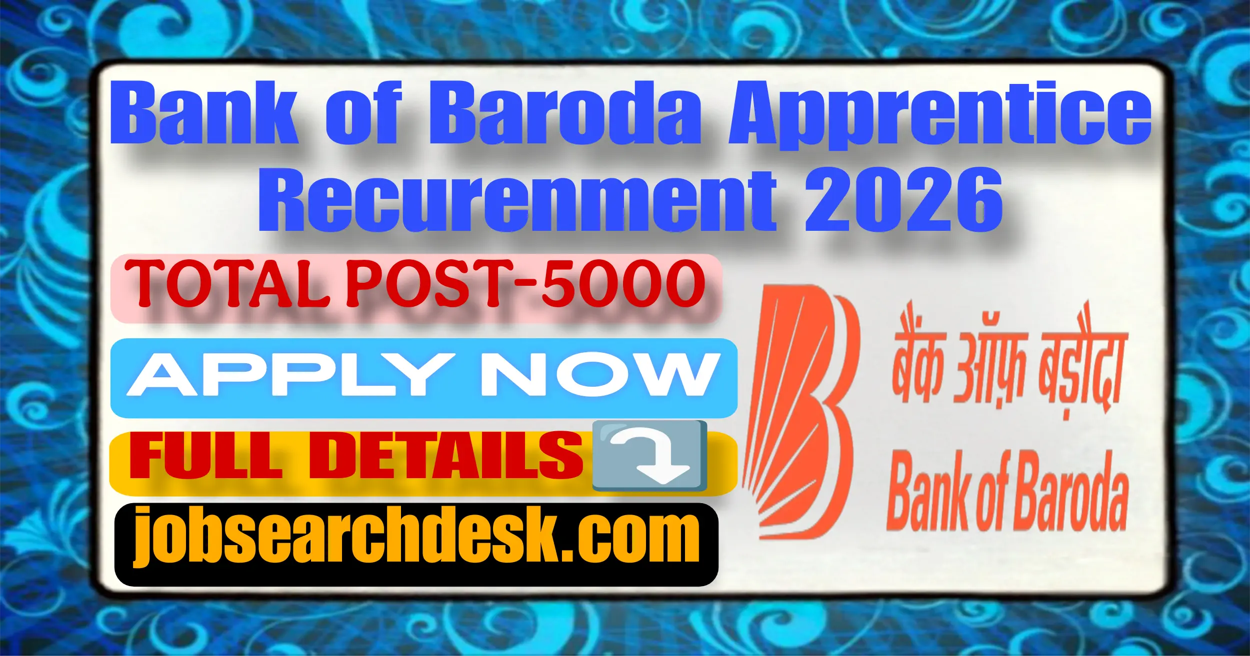 Bank of Baroda Apprentice Recurenment 2026